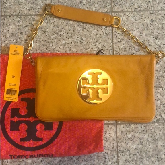 Tory Burch Reva Clutch Golden Yellow - Picture 1 of 6